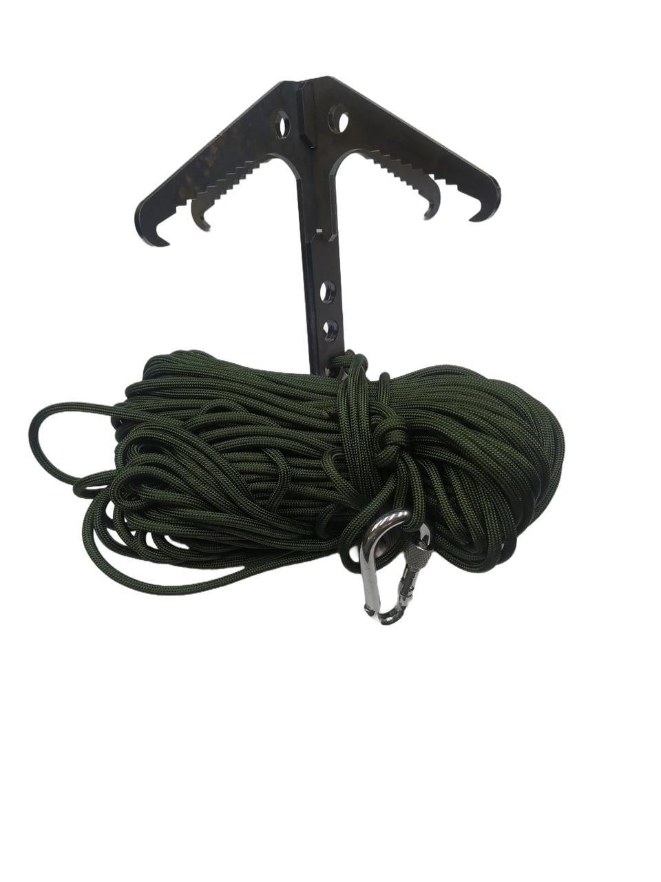 Гачок-кішка М&М Вид 2 Olive Green сталь зі шнуром паракорд 15 м Хакі (214099)