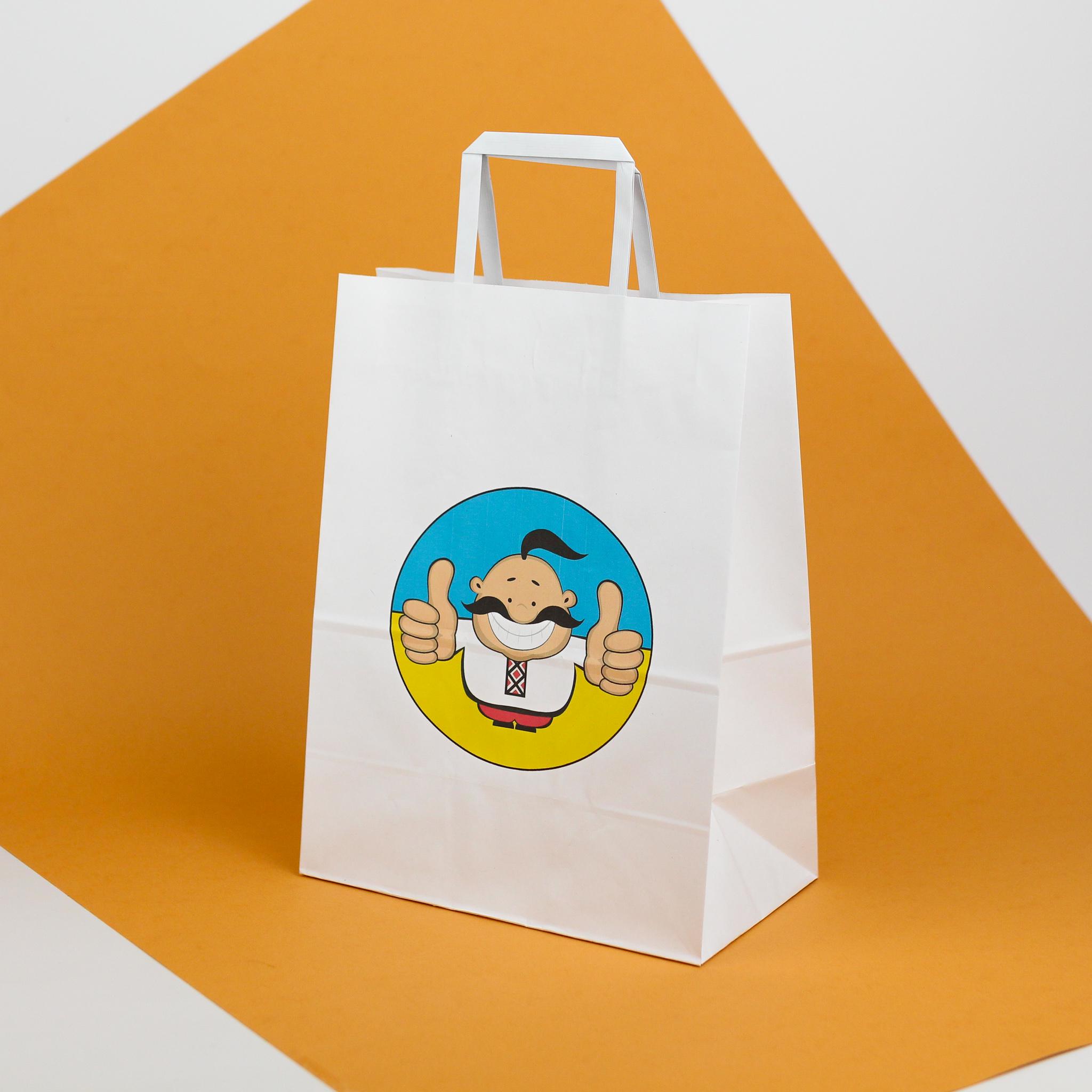 Пакет бумажный с плоскими ручками и патриотическим изображением 260х150х350 мм 10 шт.