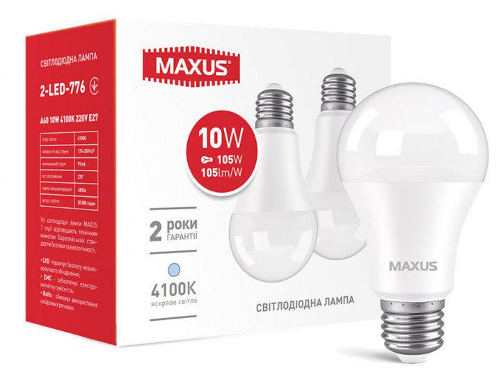 Набір світлодіодних ламп Maxus A60 10W 4100K 220V E27 (27829851)