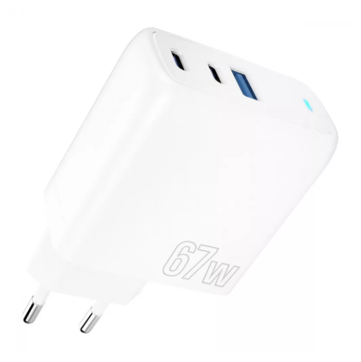 Зарядное устройство сетевое Proove Shot GaN 67 W 2Type-C/USB White (579571)