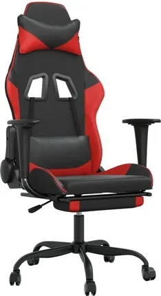 Компьютерное кресло геймерское vidaXL массажное с подставкой для ног Black/Red (345412)