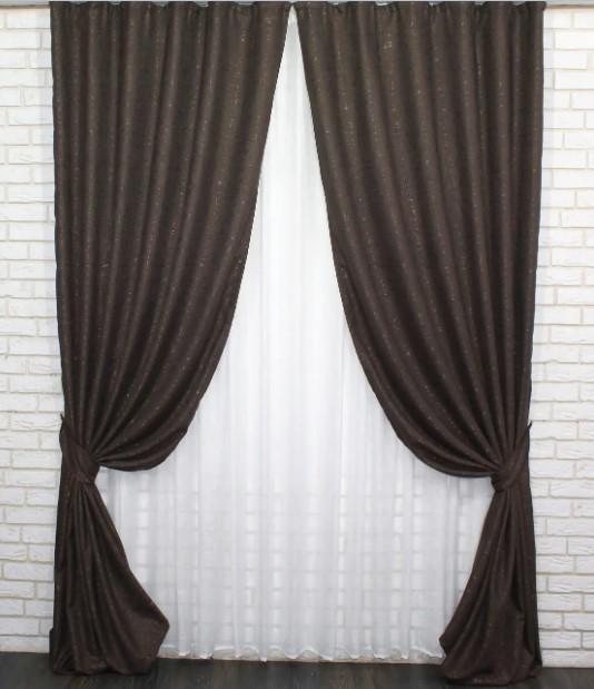 Шторы Каро лен 2,7x1,5 м 2 шт. Венге (865ш)