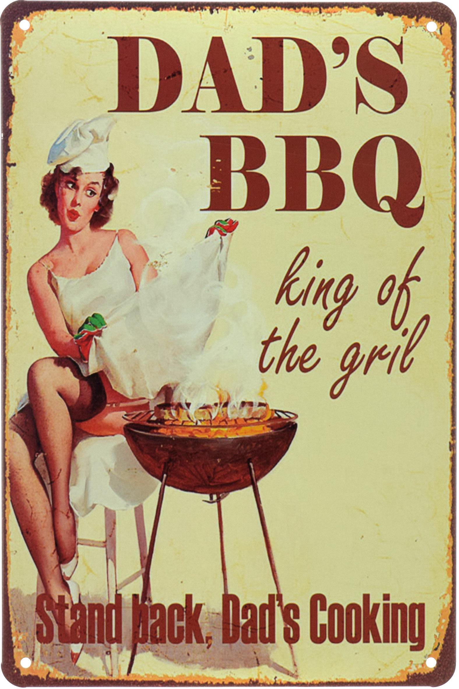 Табличка металлическая Король Гриля/King Of The Gril Dad's BBQ 20x30 см