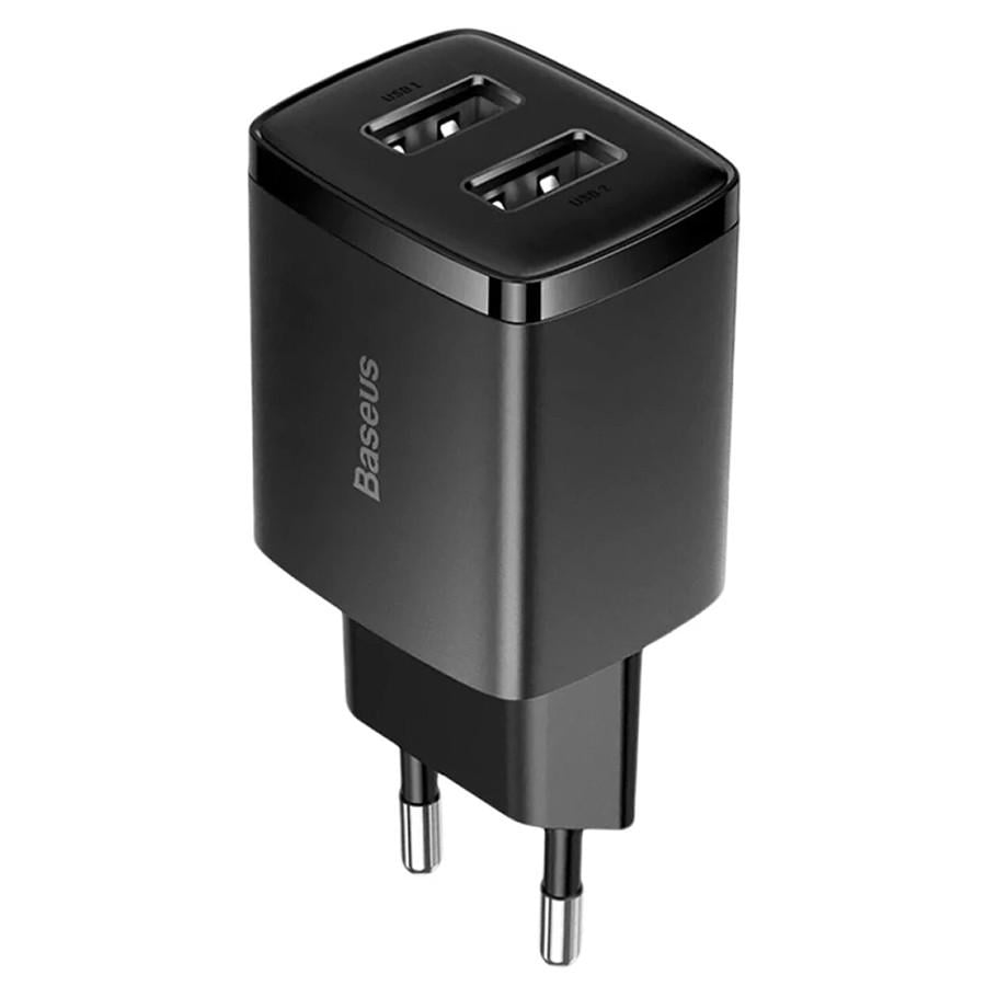 Зарядний пристрій для телефону Baseus Compact Charger 2хUSB Чорний (CCXJ010201)