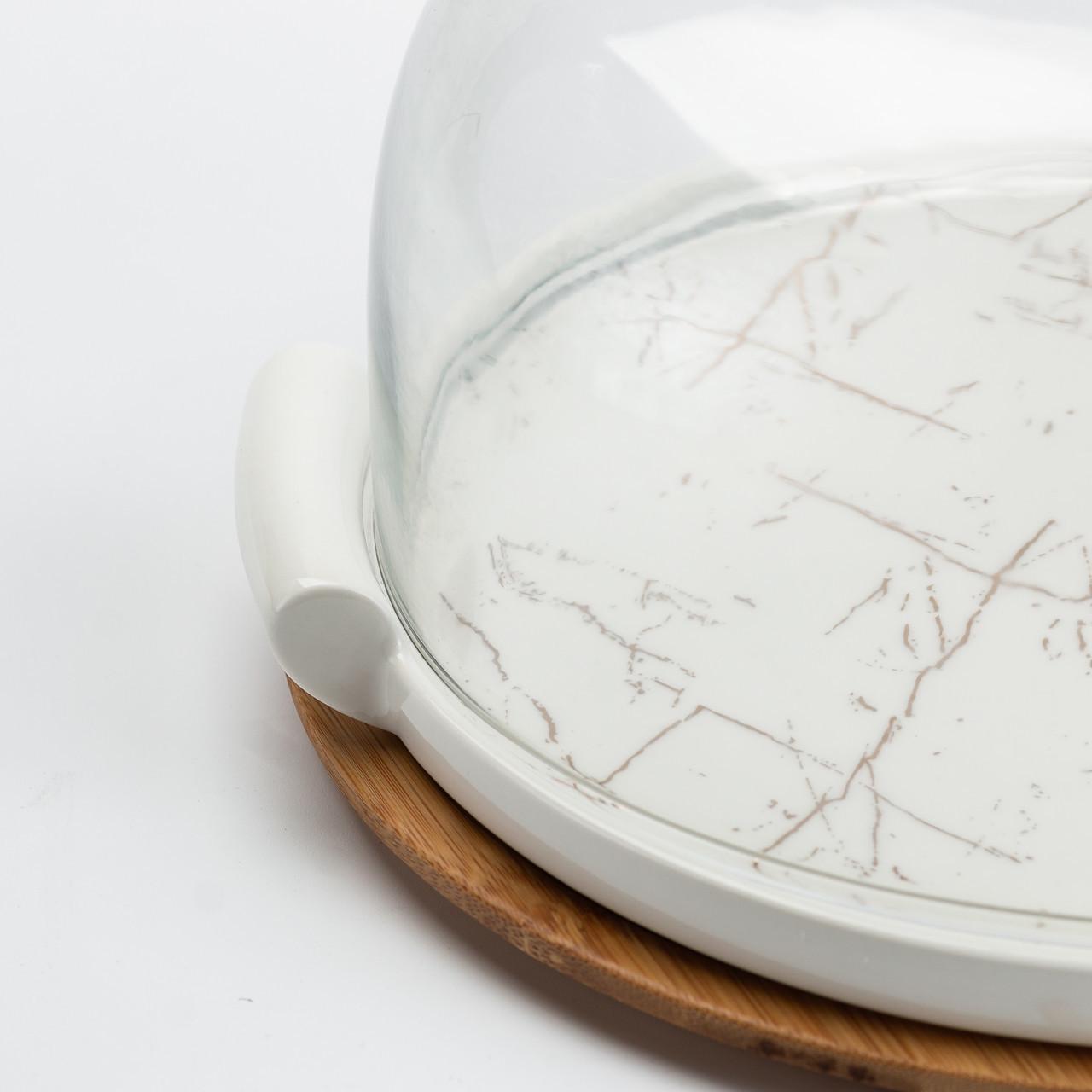 Тортовница керамическая со стеклянной крышкой 29 см (2450442750) - фото 6 Тортовница керамическая со стеклянной крышкой 29 см (2450442750) - фото 6