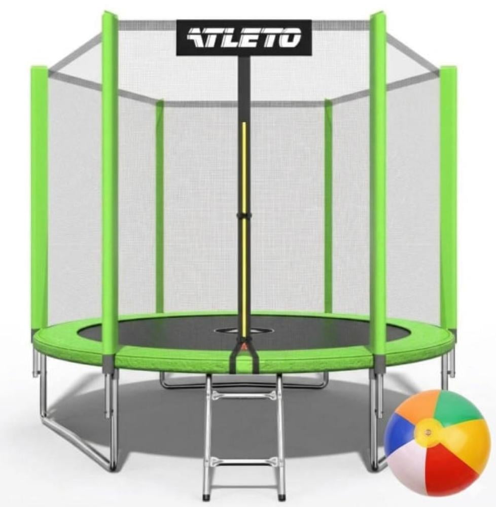Батут детский Atleto с сеткой/лестницей 312 см Зеленый (4981)