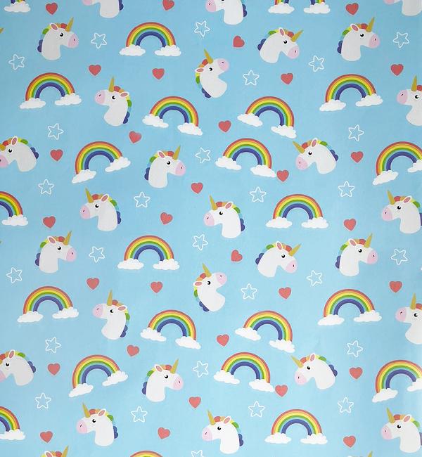 Подарочная бумага для упаковки Единорог радуга 5 шт. Голубой (415067)