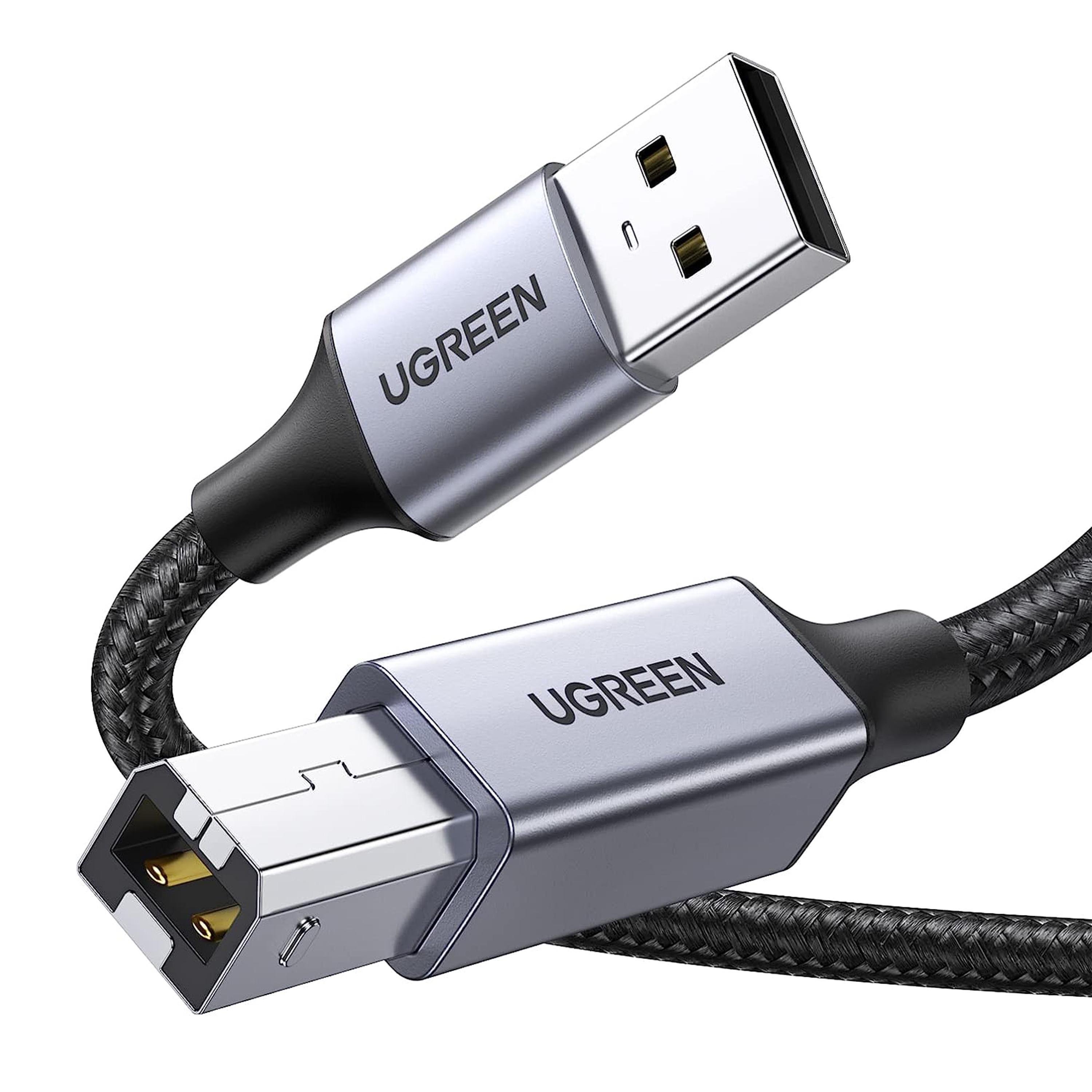 Кабель для принтера UGREEN USB-USB Type-B 2.0 480 Мбіт/с 2A USB-A на USB-B нейлонове обплетення 2 м Чорний (80803)