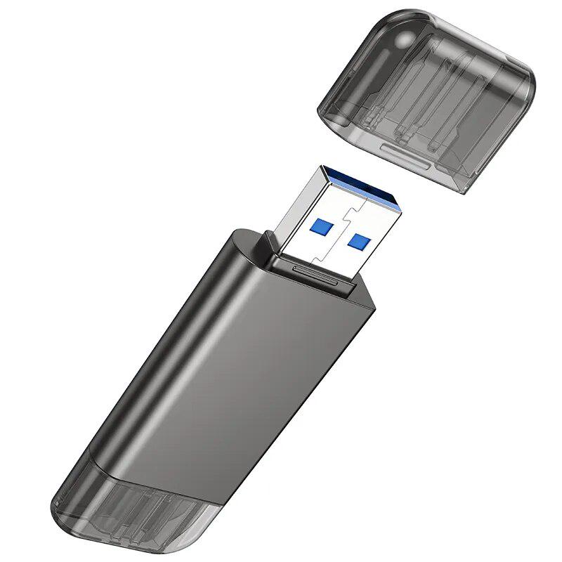 Картридер Hoco HB39 USB 3.0/Type-C 3.0 на SD/TF Серый - фото 3