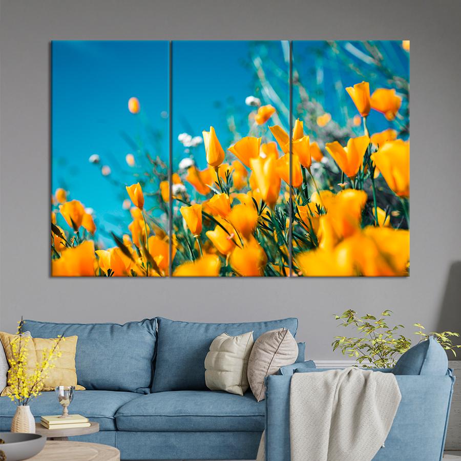 Картина цветы и растения Жёлтые полевые цветы 156x100 см (A1050-3)
