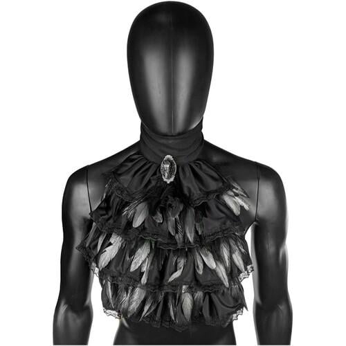 Комір Seta Decor Жабо з мереживом і пір'ям (24-539BLK)