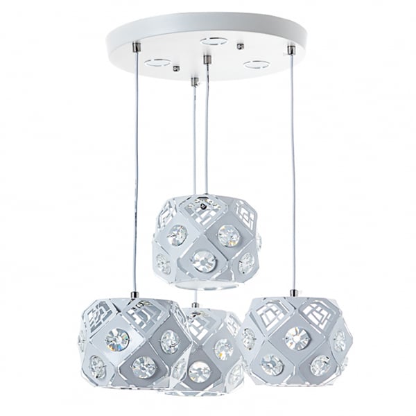 Люстра-подвес Flora на 4 лампы полусферы с камнями Белый (FE008/4wh)