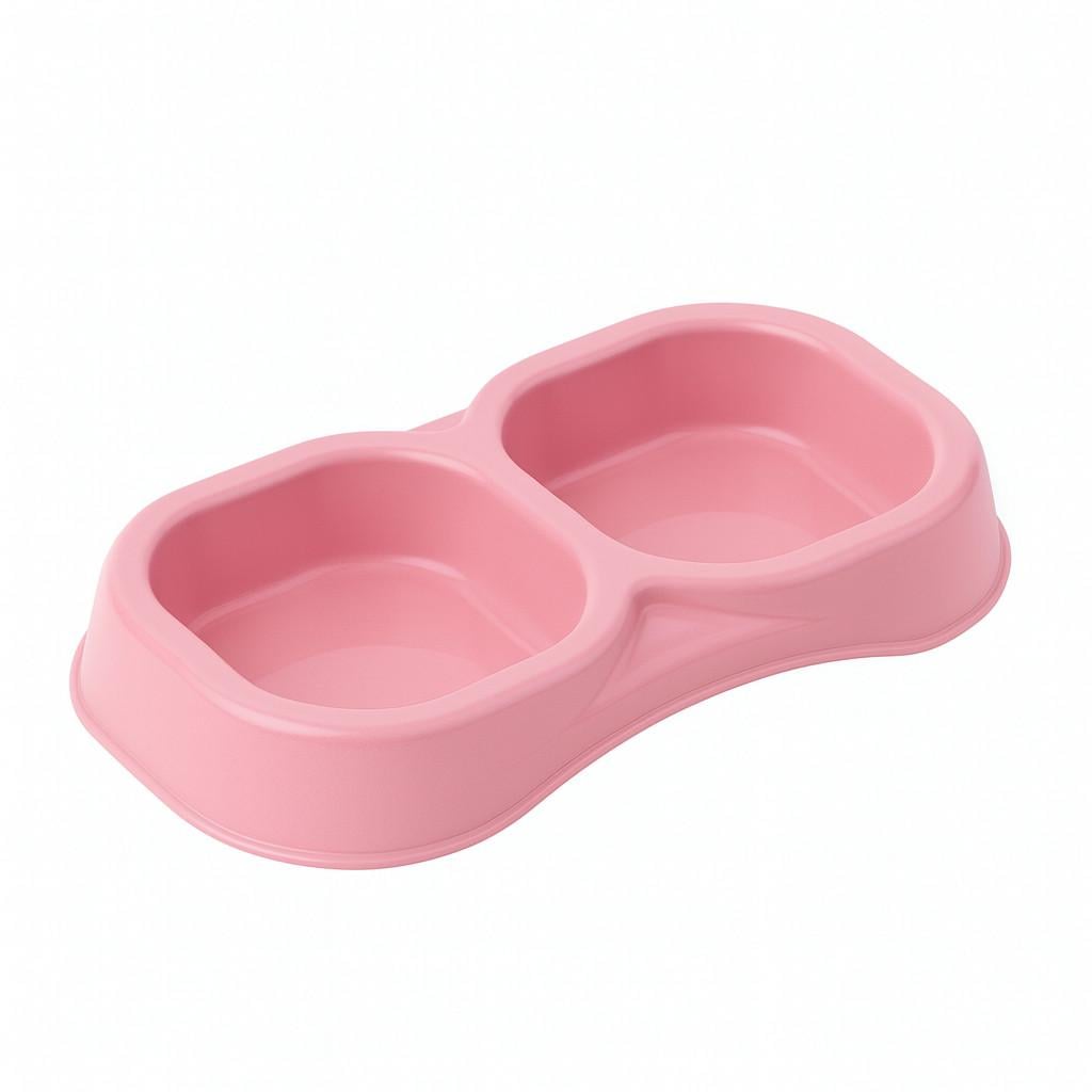 Миска для корму Doppia Small пластикова подвійна 21x11,5x3 см 0,3 л Рожевий (4058)