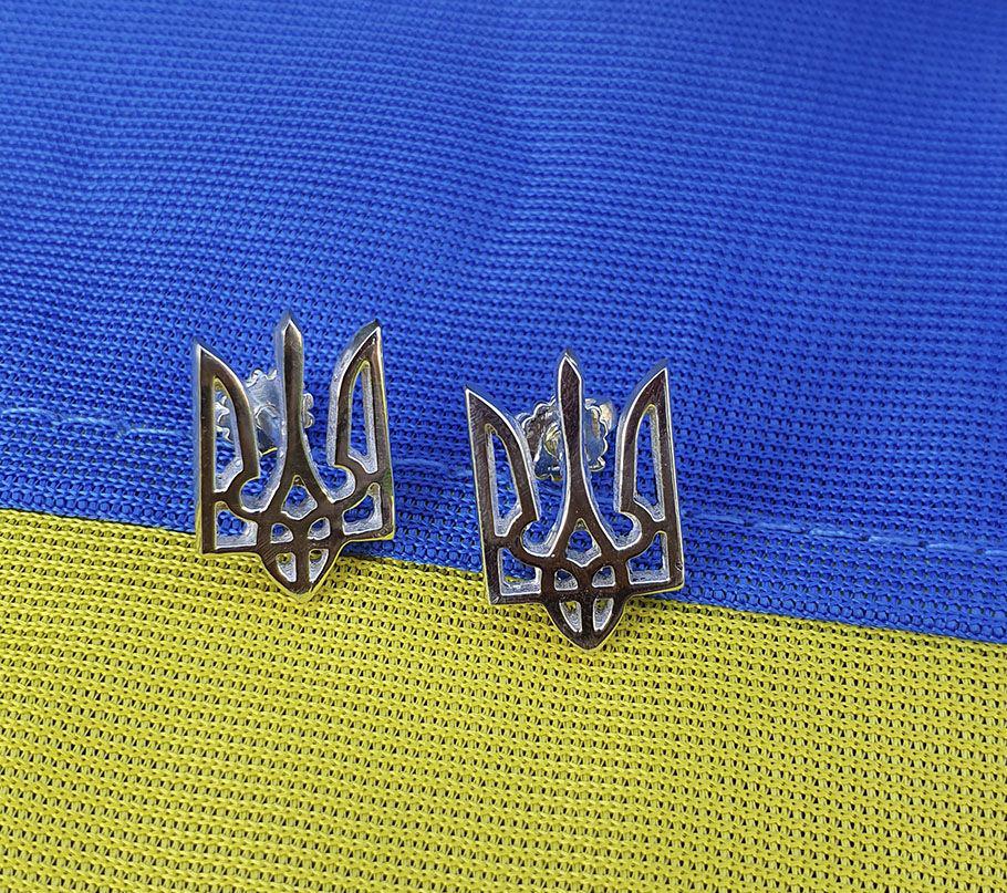 Пусеты Maxi Silver 9147 Герб Украины (89147)
