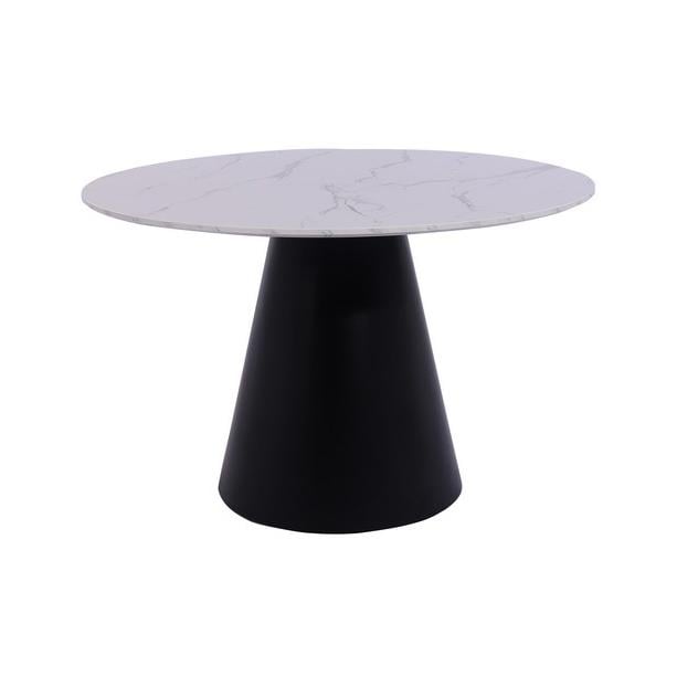 Стол обеденный круглый Vetro Mebel TML-655 120х120 см Черный матовый/Белый Мрамор