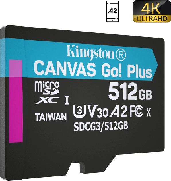 Карта пам'яті MicroSDXC Kingston Canvas Go! Plus 512 Гб Class 10 UHS-I U3 A2 (SDCG3/512GBSP) - фото 2