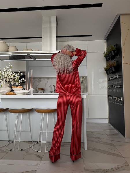 Пижама из шелка Манго S Красный с черным (2069) - фото 3