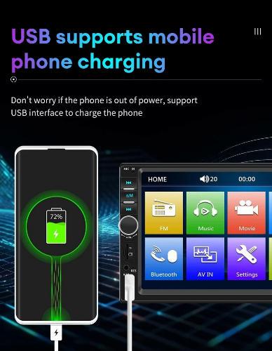 Автомагнитола сенсорная Acodo 2Din 7018B MP5-плеер/7"/Bluetooth/USB/TF/FM - фото 7