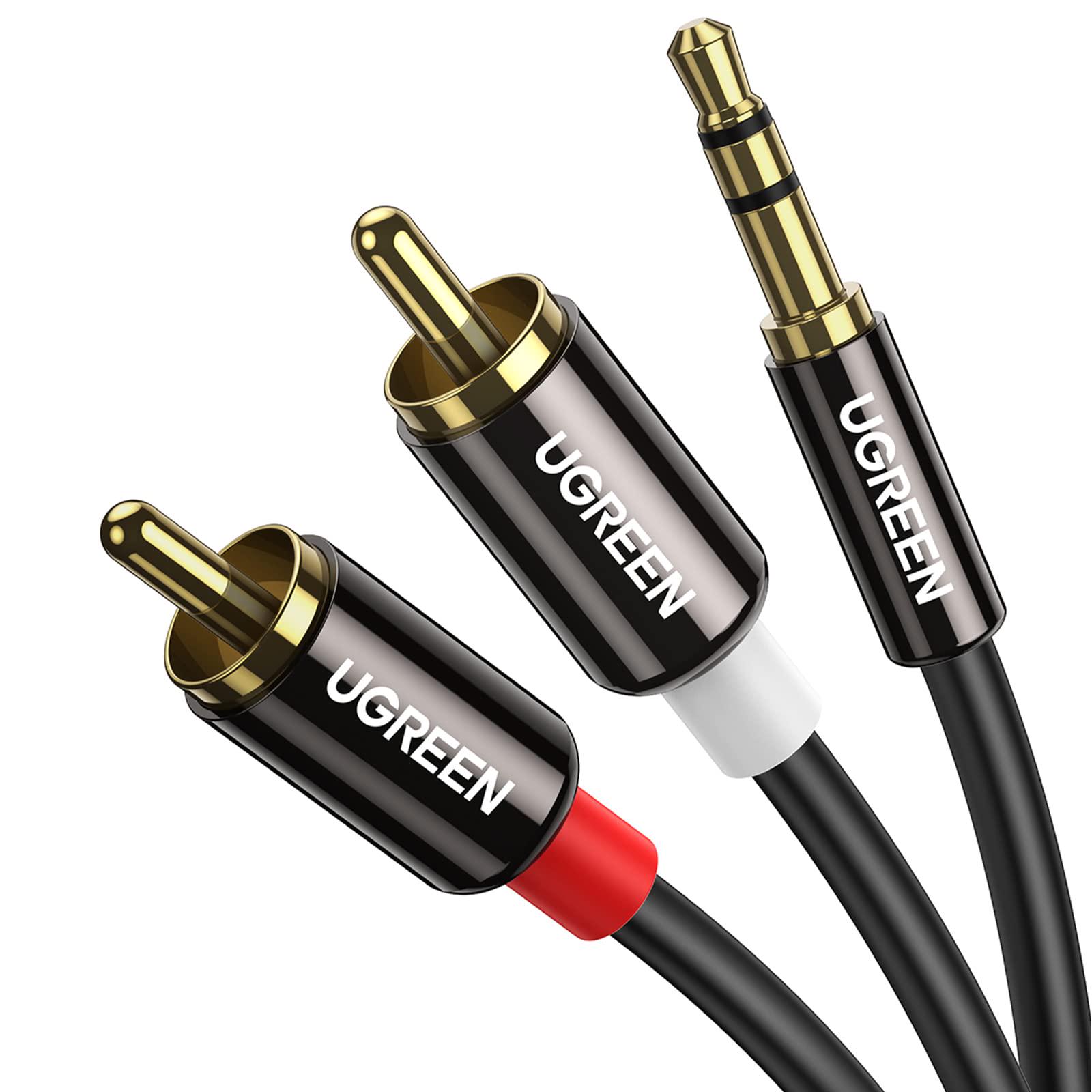 Кабель аудіо UGREEN AV116 3,5 мм Male to 2RCA Male Hi-Fi Cable 3 м Black (10590)