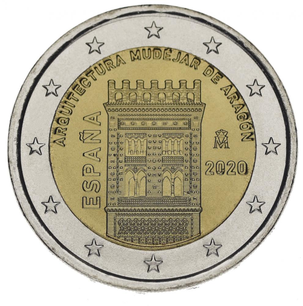 Коллекционная монета Испания 2 евро 2020 Биметалл UNC Архитектура мудехар в Арагоне (М14625)
