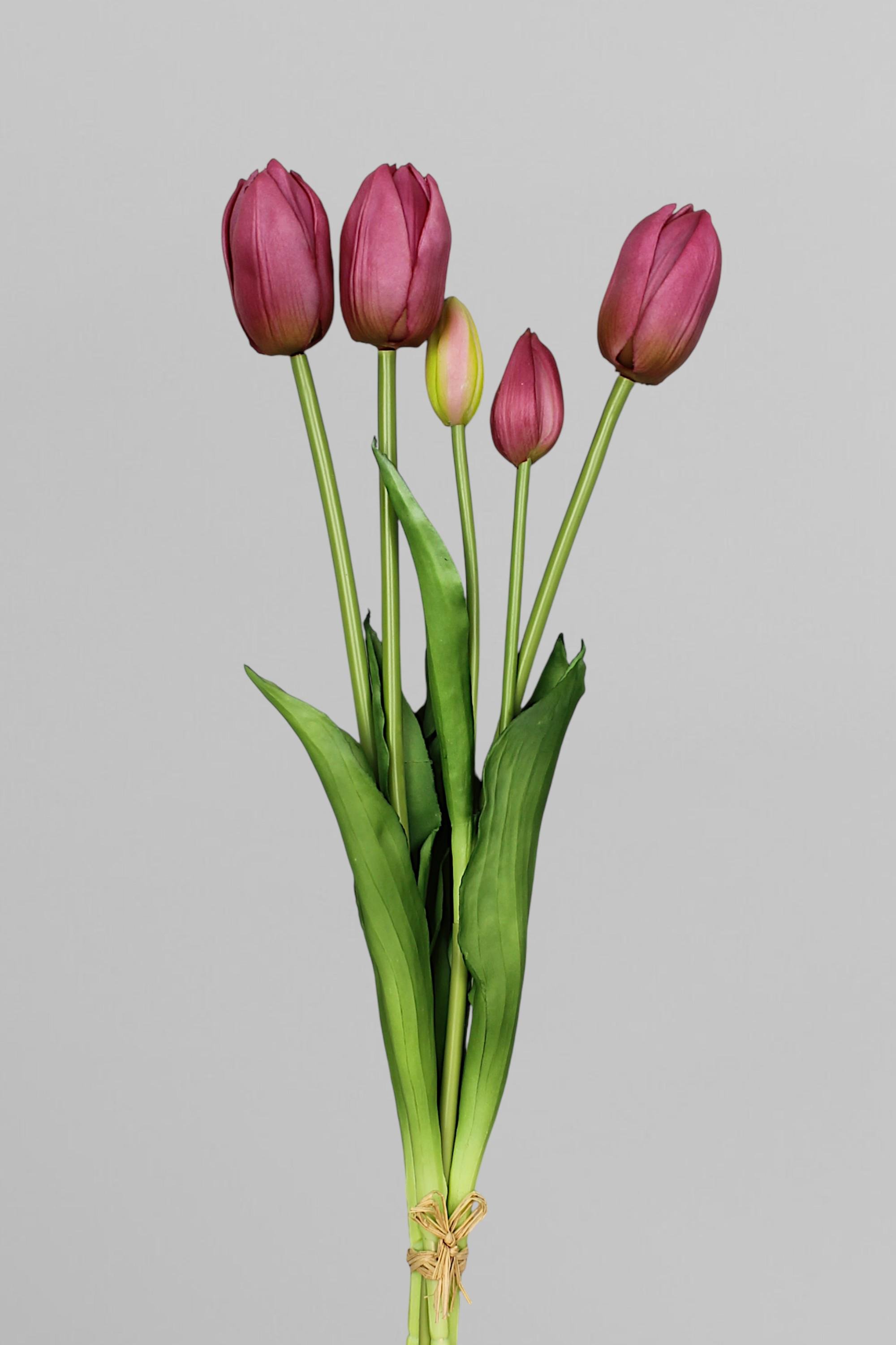 Букет искусственных тюльпанов из латекса 46 см 5 шт. Фиолетовый (К07079)