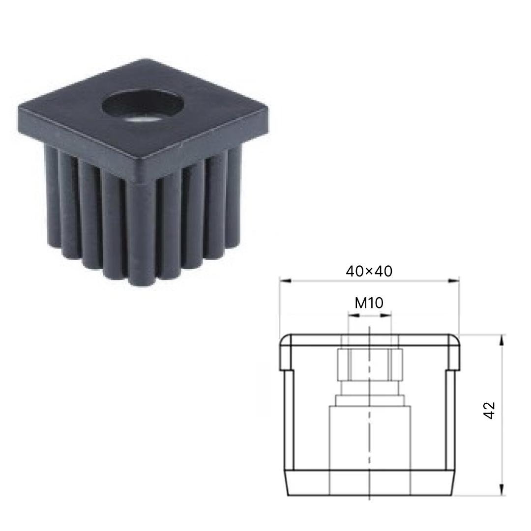 Заглушка квадратная для профильной трубы М10 с резьбой 40х40 мм 1 шт. Черный (355) - фото 2