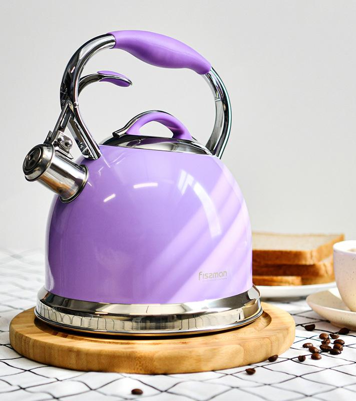 Чайник Fissman Felicity из нержавеющей стали, со свистком 2,6 л Сиреневый - фото 4