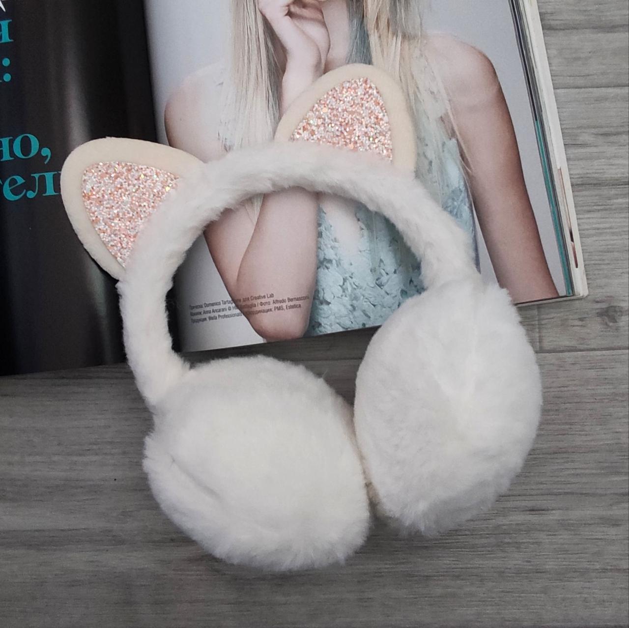 Наушники теплые с кошачьими ушками Белый (407)
