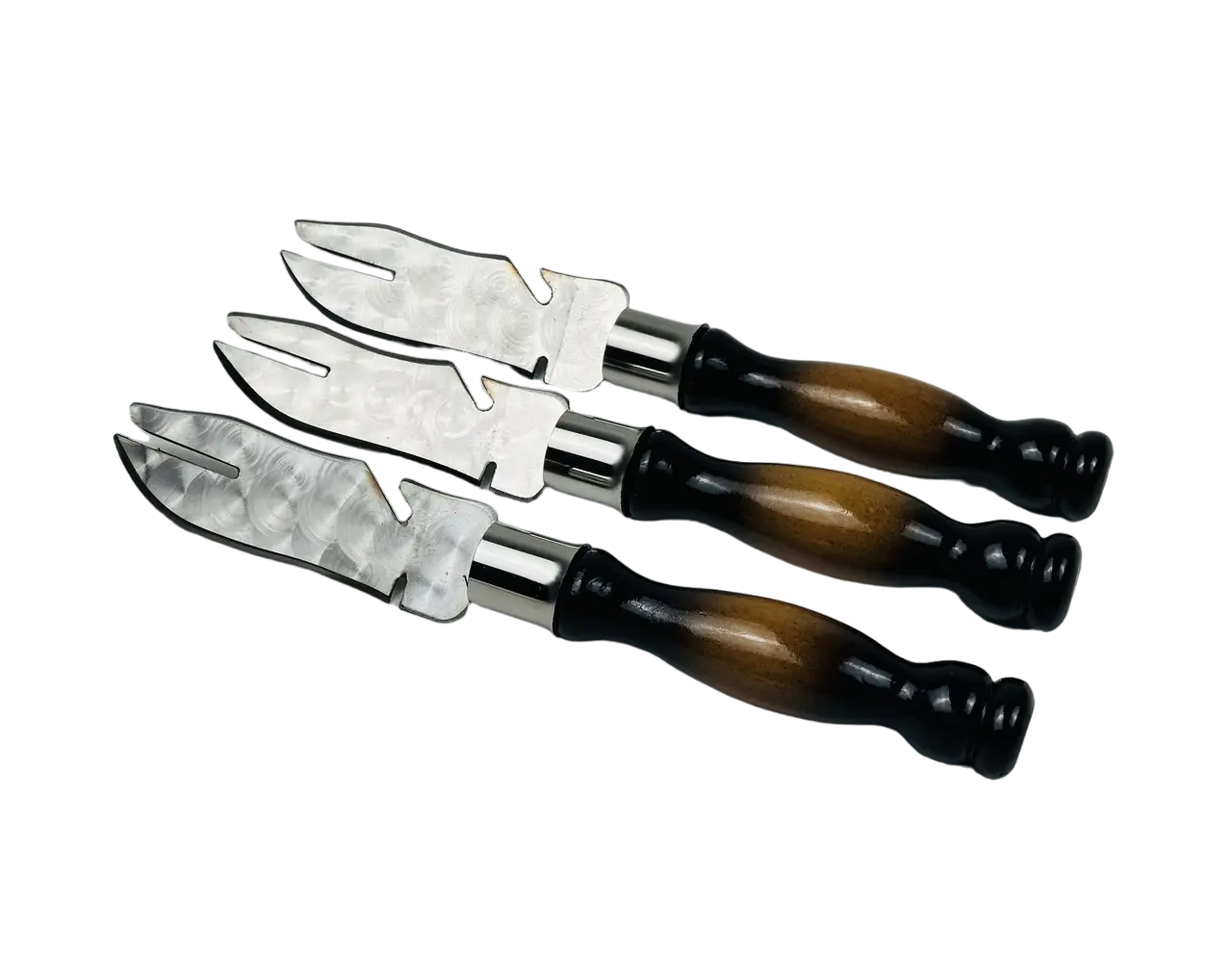 Вилка-нож для снятия мяса Премиум 3 шт. из нержавеющей стали с деревянной ручкой (2-10-SH-3117)