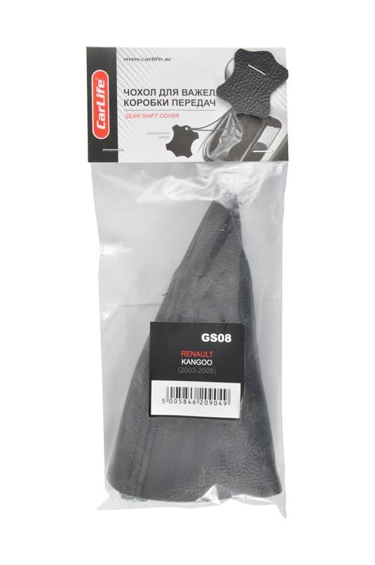 Чехол на рычаг КПП CarLife Renault Kangoo кожаный Черный (GS 08)