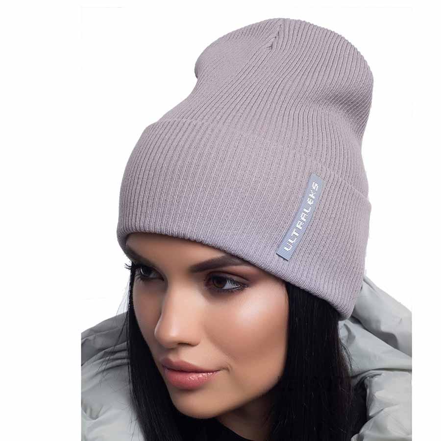 Шапка Leks Слалом демисезонная с отворотом Лавандовый