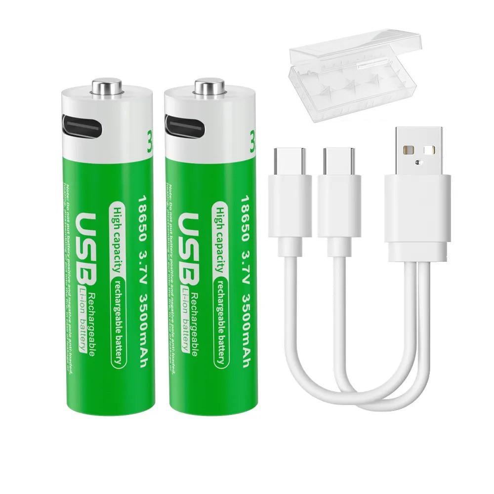 Акумулятора Pujimax 18650 з USB TYPE-C 3500 mAh 3,7V Li-Ion 2 шт./кейс/кабель (2575990632)