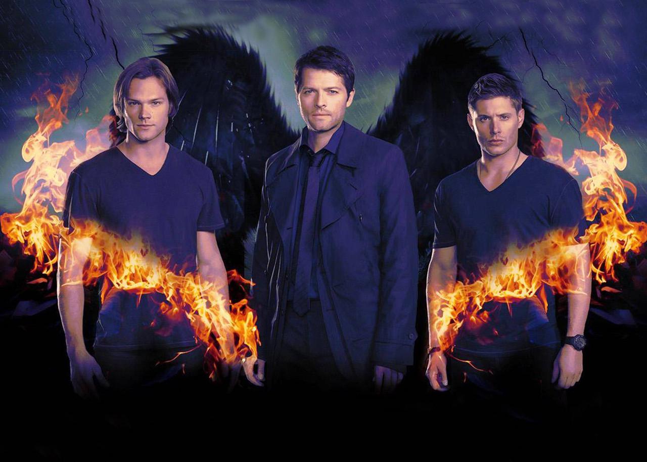 Картина постер Gee! Supernatural Сверхъестественное Винчестеры и Кастиэль 60х40 см SP 09.017