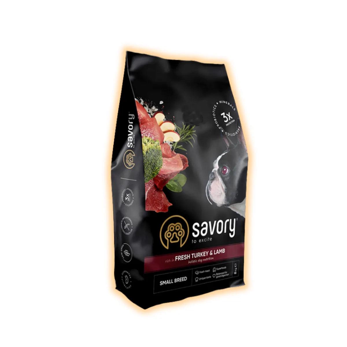 Корм сухой Savory со свежим ягненком и индейкой для взрослых собак мелких пород 8 кг (32512136)