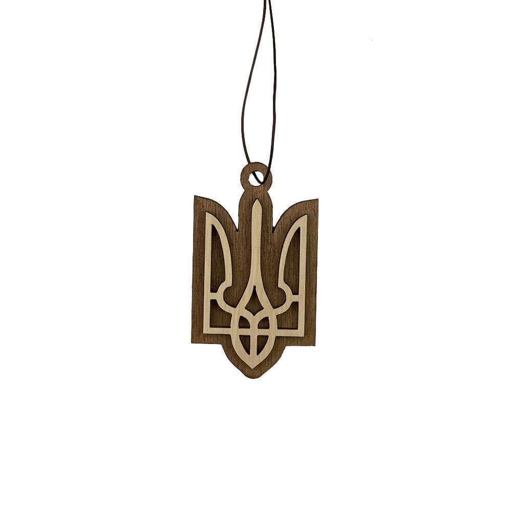 Брелок деревянный патриотический герб Украины (306)