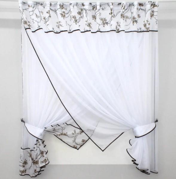 Шторки на кухню/балкон 280х170 см Белый/Коричневый (00к 59-641)