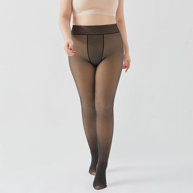 Колготы с эффектом голых ног большой размер на флисе 320 г One Size Черный (2399)