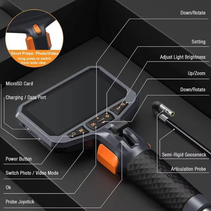 Ендоскоп керований Teslong TD450S 8,5 мм 2 камери (1276) - фото 3 Ендоскоп керований Teslong TD450S 8,5 мм 2 камери (1276) - фото 3