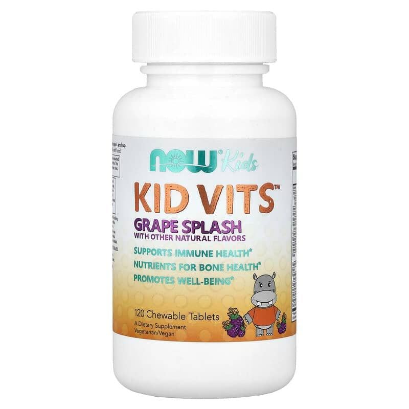 Мультивитамины для детей Now Foods Kid Vits вкус винограда 120 жевательных таблеток (2769603932)