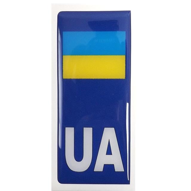 Наклейка UA Флаг Украины для номерного знака силиконовая 4х10 см (452193)
