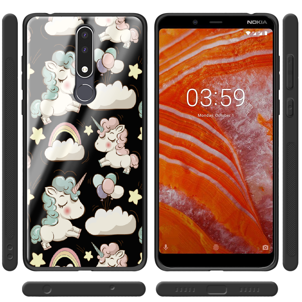 Чохол BoxFace Nokia 3.1 Plus Unicorns Чорний силікон зі склом (36116-cc2-37737) - фото 4