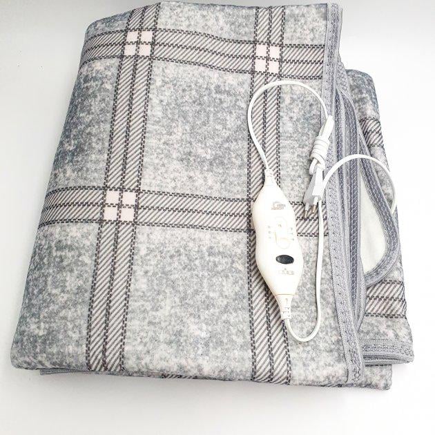 Електропростирадло із зносостійкої байки ковдра з підігрівом electric blanket 150х70 см Клітчастий Сірий