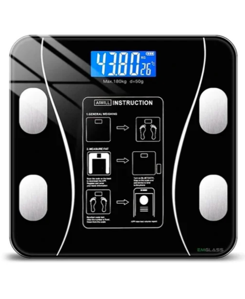 Ваги підлогові смарт електронні Smart Scale до 180 кг 25x25 см Чорний
