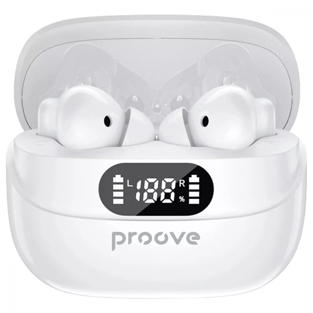 Навушники бездротові Proove Digital Pro TWS with ANC кейс з дисплеєм Білий (27316543) - фото 3