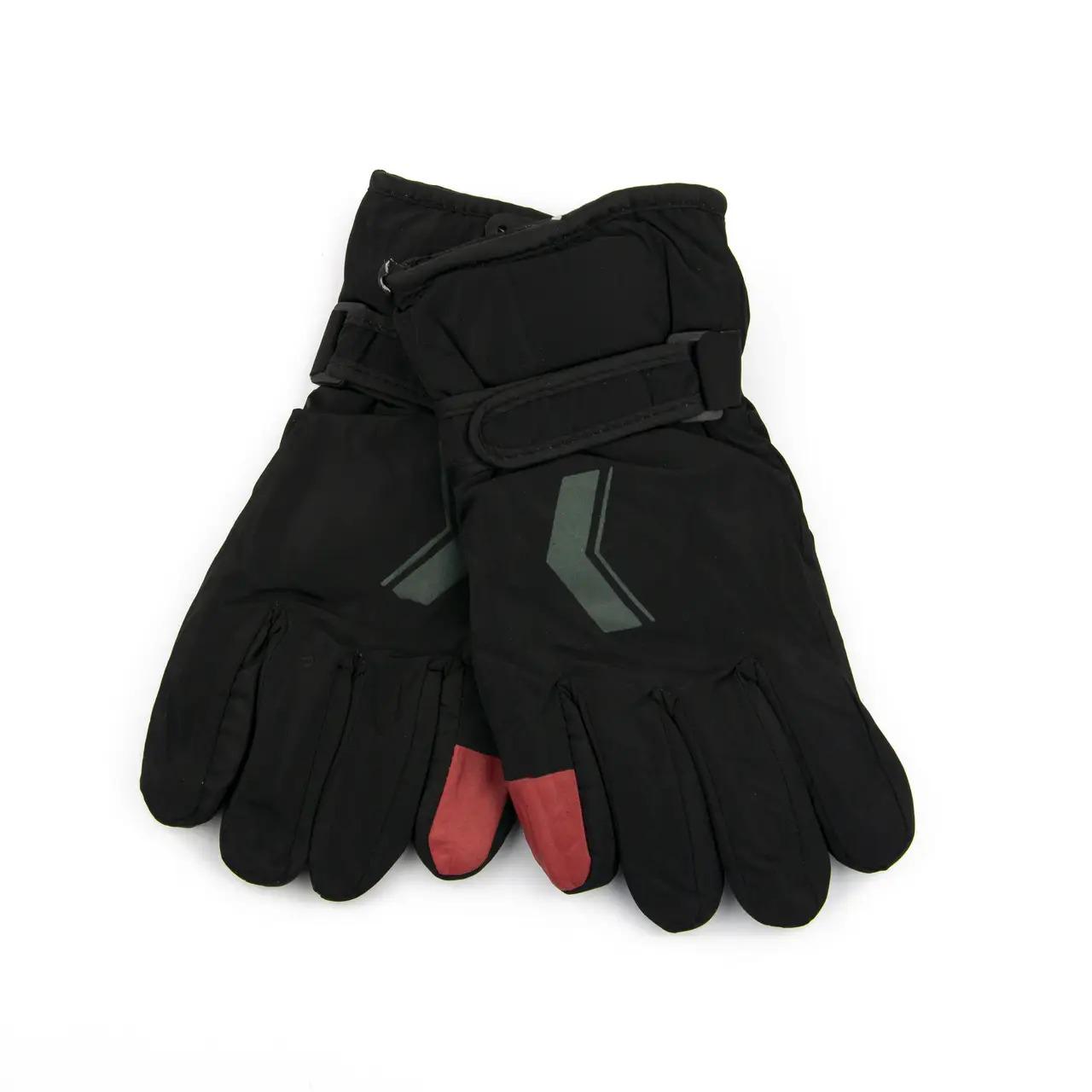 Подростковые перчатки болоневые с мехом на липучке Черный (23-12-68)