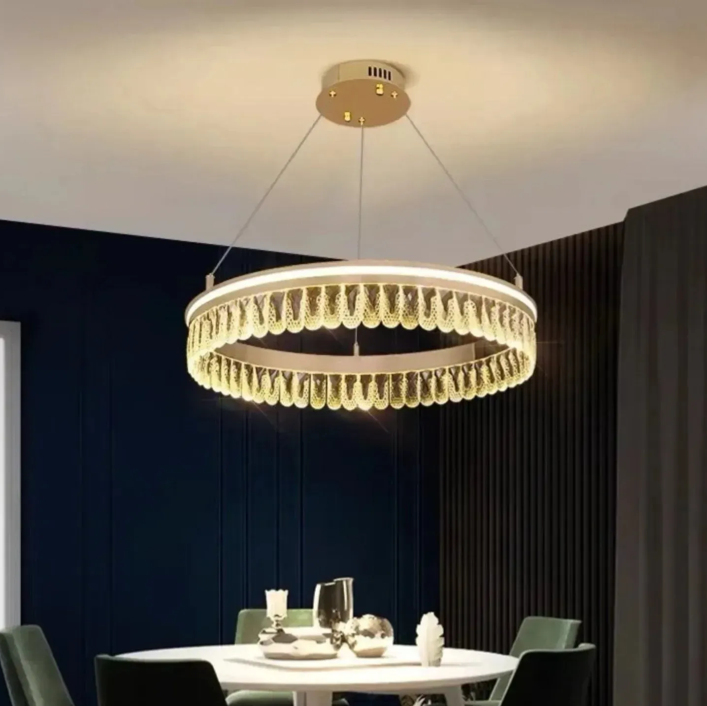 Люстра потолочная Хрустальный круг LED PJ915 80 см Золотистый (718779)