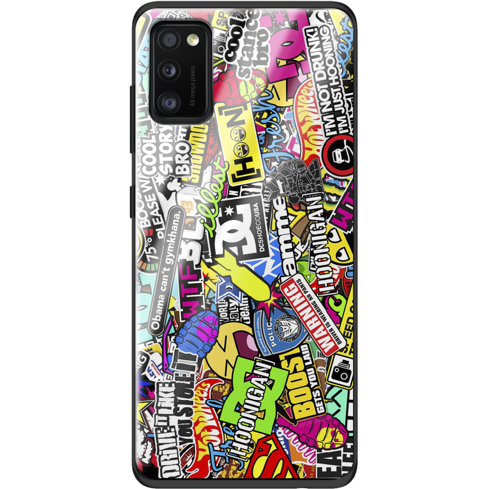 Чехол Boxface Samsung A415 Galaxy A41 Multicolored Inscriptions Черный силикон со стеклом (39755-up880-40092)