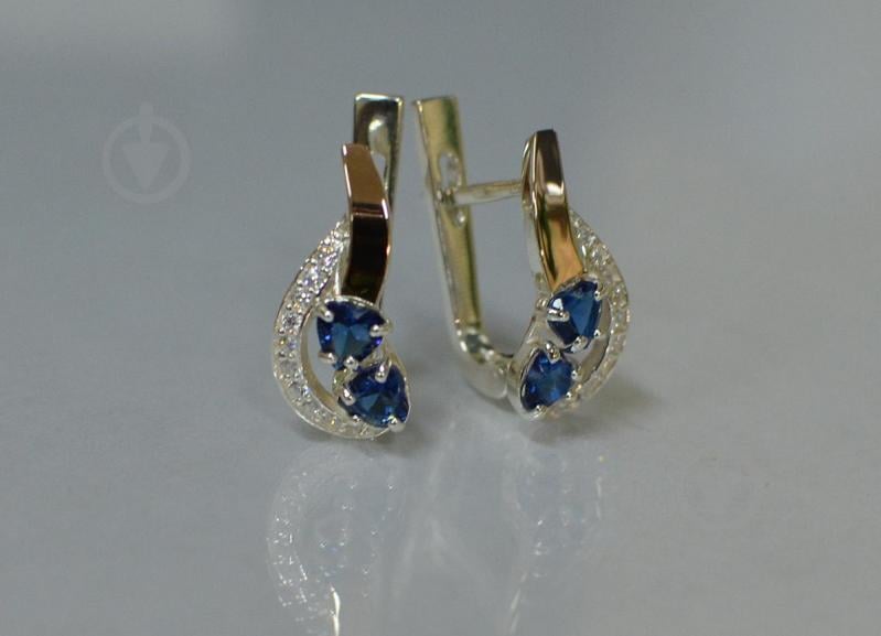 Срібні сережки Sil із серцями 112s-10 Танзаніт (Sil-904)