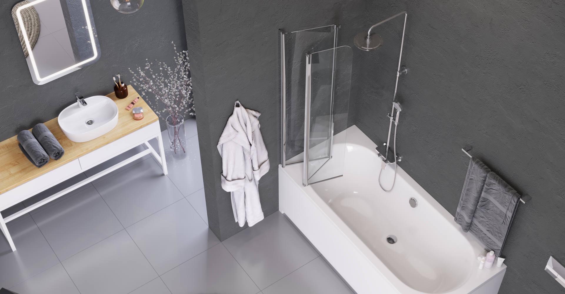 Шторка для ванни Excellent Fliper трьохсекційна права 120x140 см - фото 2 Шторка для ванни Excellent Fliper трьохсекційна права 120x140 см - фото 2