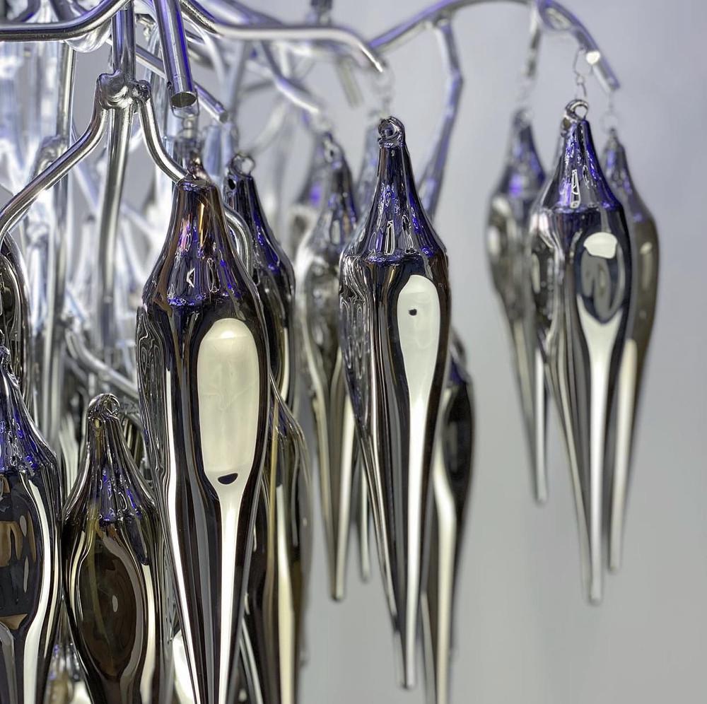 Люстра з підвісними об’ємними скляними елементами 80 см (Y 03 CH/GR) - фото 4 Люстра з підвісними об’ємними скляними елементами 80 см (Y 03 CH/GR) - фото 4